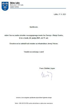 Uradna otvoritev mostu čez Savinjo v Marija Gradcu